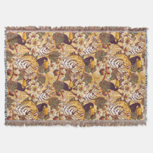 Tropisches Blumenmuster mit Tiger Decke