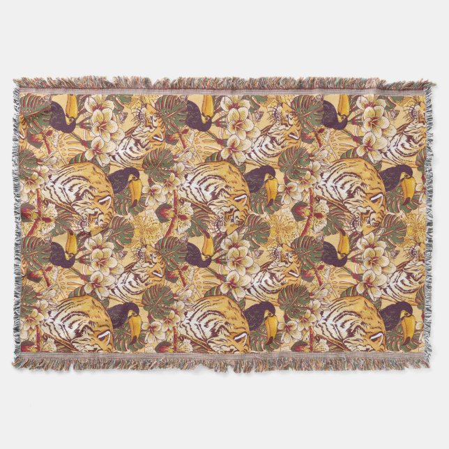 Tropisches Blumenmuster mit Tiger Decke (Vorderseite)