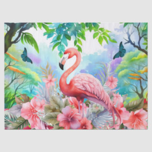 Tropisches Blumenrosa Flamingo Decoupage Seidenpapier