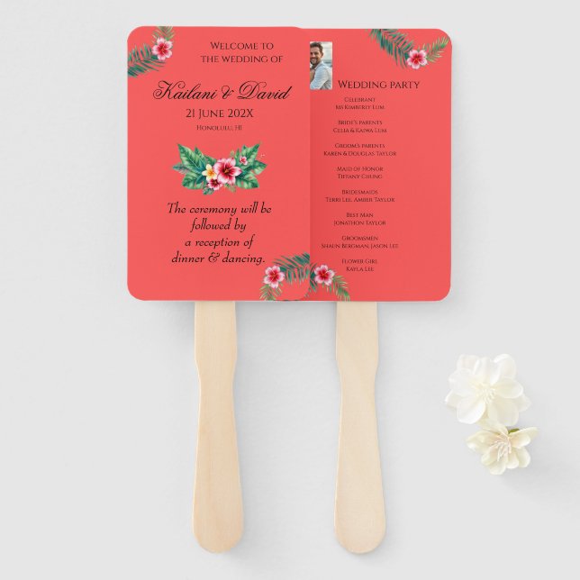 Tropisches Blumenthema Fächer (Vorne und Hinten)