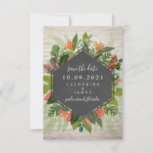 Tropisches botanisches Backstein-Save-the-Date Save The Date