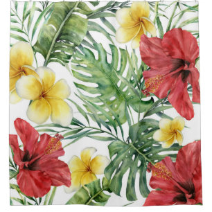 Tropisches botanisches Blätter & Blume Blumenchic Duschvorhang