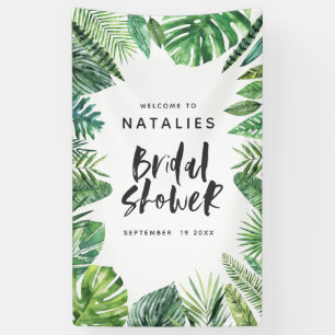 Tropisches botanisches Blattskript-Brautparty Banner