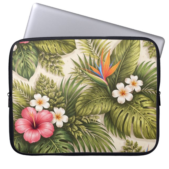 Tropisches Botanisches Blumenmuster Laptopschutzhülle (Vorderseite)