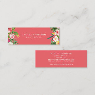 Tropisches botanisches Blumenrosa modernes Blattwe Mini Visitenkarte