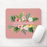 Tropisches botanisches Blumenrosa modernes Blattwe Mousepad<br><div class="desc">Tropisches botanisches florales rosa modernes Laub stilvolles personalisiertes Design.</div>