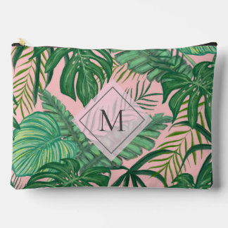 Tropisches Botanisches Farbrosa Art Monogramm Zubehörtasche