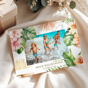 Tropisches Botanisches Mele Kalikimaka Foto  Feiertagskarte