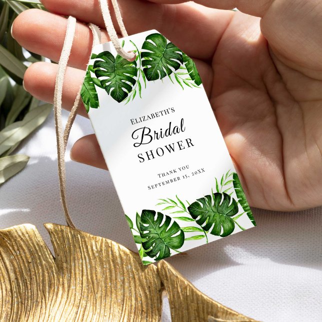 Tropisches Brautparty Dschungel Wasserfarbenwelt Geschenkanhänger (Von Creator hochgeladen)