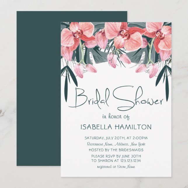 Tropisches Brautparty Einladung (Vorne/Hinten)