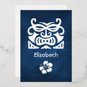 Tropisches Brautparty für Navy Blue und Silver Folieneinladung