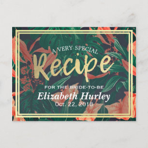 Tropisches Brautparty-Goldrahmen Einladungspostkarte