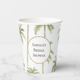 Tropisches Brautparty mit grünen Palmen Pappbecher