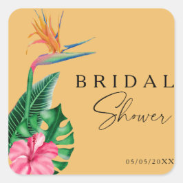 Tropisches Brautparty Quadratischer Aufkleber