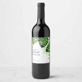 Tropisches Brautparty Watercolor Dschungel Blätter Weinetikett