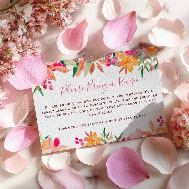 Tropisches Chic Floral Bringen Sie ein Rezept Brau Begleitkarte (Tropical Chic Floral Bring a Recipe Bridal Shower Enclosure Card)