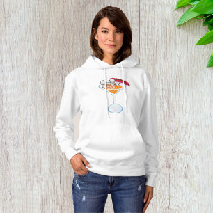Tropisches Cocktail Martini Glas Cartoon Charakter Hoodie