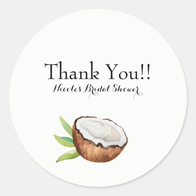 Tropisches Coconut Elegantes Hochzeitsfest Gastges Runder Aufkleber (Vorderseite)