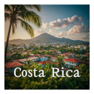 🌴 Tropisches Costa Rica Strandstadt-Dekor für Zuh Poster