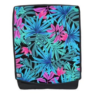 Tropisches Design Blau und Rosa Blumen Rucksack