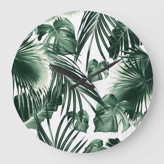 Tropisches Dschungel Blätter Dream #7a #tropical Große Wanduhr (Vorderseite)