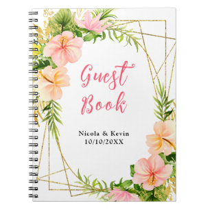 Tropisches Dschungel-Blumen-Hochzeitsgästebuch Notizblock