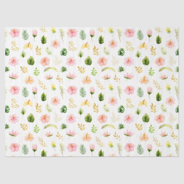 Tropisches Dschungel-Blumenmuster Seidenpapier (Vorderseite)