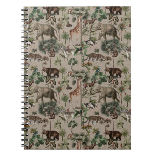 Tropisches Dschungel-Safari-Tiere-Muster Notizblock