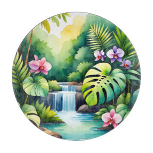 Tropisches Dschungel-Wasserfall-Orchideen-Paradies Schneidebrett