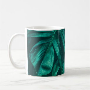 Tropisches Dschungelblättern, dunkelgrüne Blattnat Kaffeetasse