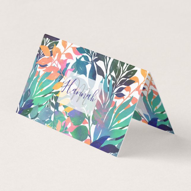 Tropisches Dschungelblättern Wasserfarbenwelt Visitenkarten (Vorderseite)