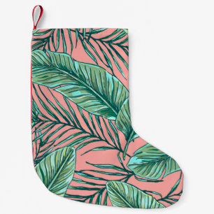 Tropisches Dschungelblumenmuster: Palmenblätter-Mu Kleiner Weihnachtsstrumpf