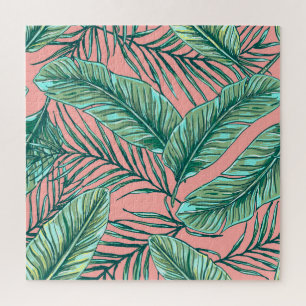 Tropisches Dschungelblumenmuster: Palmenblätter-Mu Puzzle