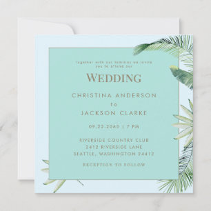 Tropisches Eisblau- und Türkis-Quadrat-Hochzeit Einladung