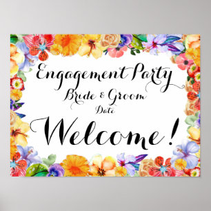 Tropisches Engagement, Hochzeitsgesellschaft Zeich Poster