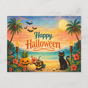 Tropisches Farbige Whimsical Halloween Feiertagspostkarte