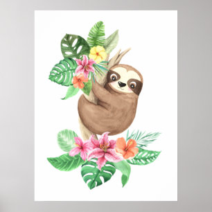 Tropisches Faultierbaby Poster