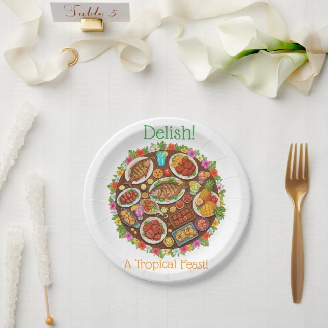 Tropisches Festmahl Pappteller (Hochzeit)