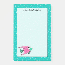 Tropisches Fisch-Rosa und aquamarine Post-it Klebezettel