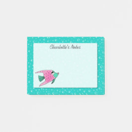 Tropisches Fisch-Rosa und aquamarines Post-it Klebezettel