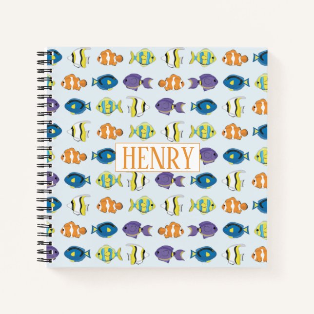 Tropisches Fischmuster 8.5" x 8.5" Spiralheber Notizbuch (Vorderseite)