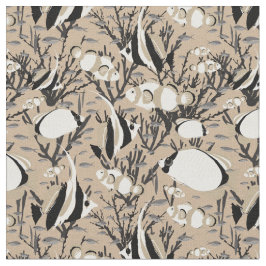 Tropisches Fischmuster auf Taupe Stoff