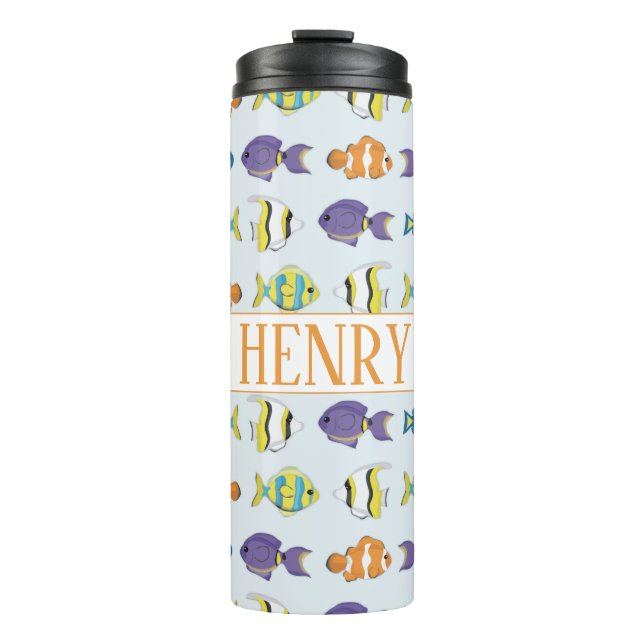 Tropisches Fischmuster Thermal Tumbler Thermosbecher (Vorderseite)