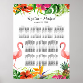 Tropisches Flamingo Hochzeitsdiagramm Poster