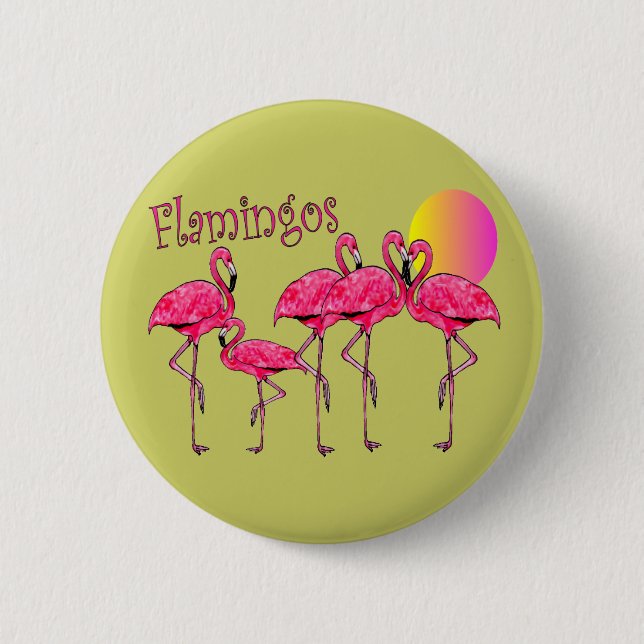 Tropisches Flamingo Kunstschätze Button (Vorderseite)