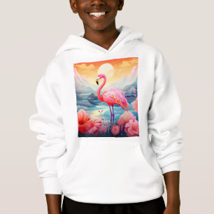 Tropisches Flamingo mit Blume Hoodie