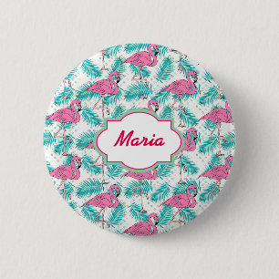 Tropisches Flamingo-Muster Button