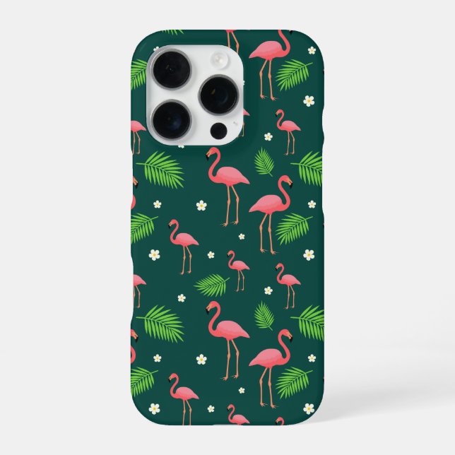 Tropisches Flamingo-Muster iPhone Hülle (Rückseite)