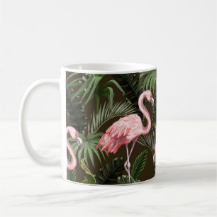 Tropisches Flamingo-Muster: Vintage-Blätter Kaffeetasse
