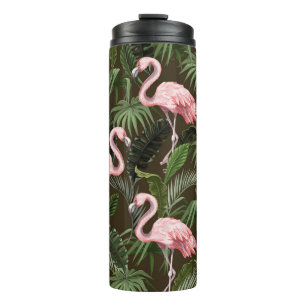 Tropisches Flamingo-Muster: Vintage Blätter Thermosbecher